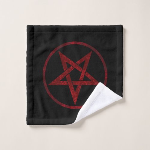 Red Devil Pentagram Wash Cloth