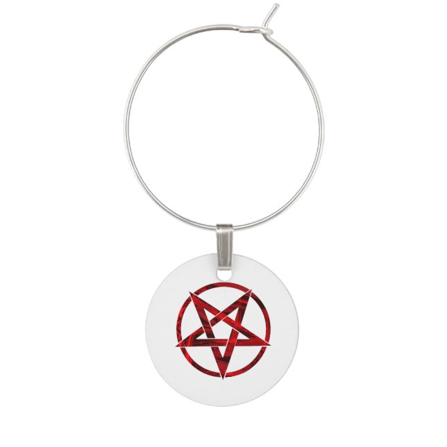 Red Devil Pentagram Wine Charm (Front)