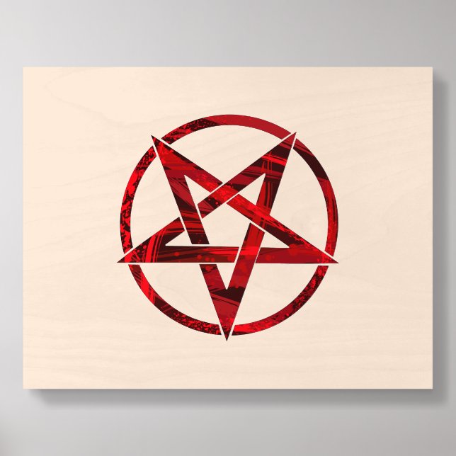 Red Devil Pentagram Wood Photo Tile (Front Set)