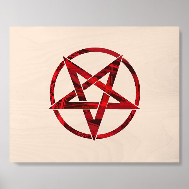 Red Devil Pentagram Wood Photo Tile (Front Set)