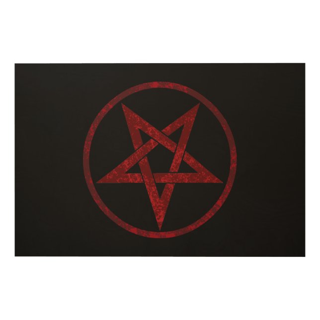 Red Devil Pentagram Wood Wall Art (Front)