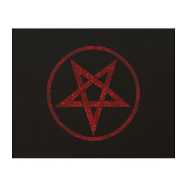 Red Devil Pentagram Wood Wall Art (Front)