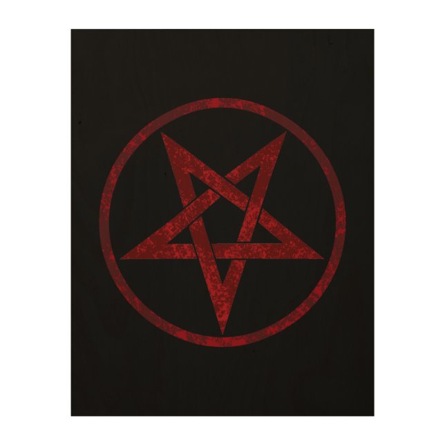 Red Devil Pentagram Wood Wall Art (Front)