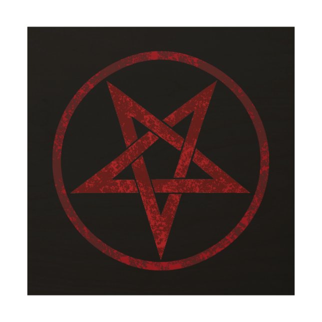 Red Devil Pentagram Wood Wall Art (Front)