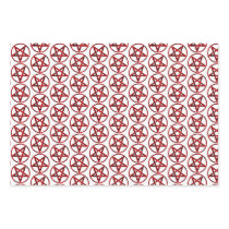 Red Devil Pentagram Wrapping Paper Sheets