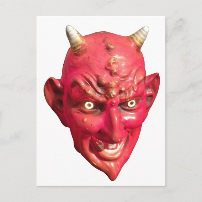 Red Devil Satan Demon Hell Horns Postcard (Front)
