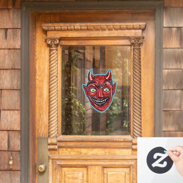 Red Devil Vintage Halloweenies  Window Cling (Home Door)