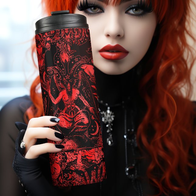 Red Devil Witchy Gothic Victorian Goth Baphomet Thermal Tumbler (Creator Uploaded)