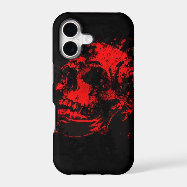 Red Devil's Skull Creepy Artwork Iphone Case (Back)