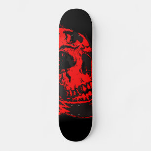 Red Devil's Skull Creepy Artwork Skateboard