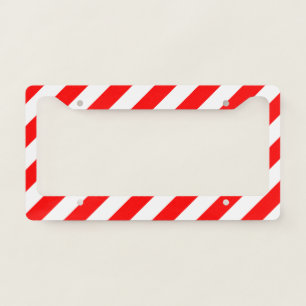 Red Diagonal Stripes License Plate Frame
