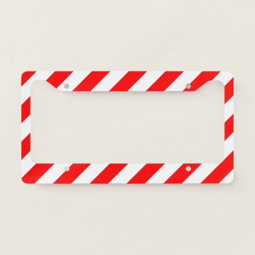 Red Diagonal Stripes License Plate Frame