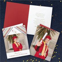 Red Diagonal Stripes Photo Modern Graduation