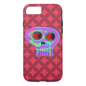 Red Diamond And Candy Skull Iphone 7 Case by greatgear at Zazzle
