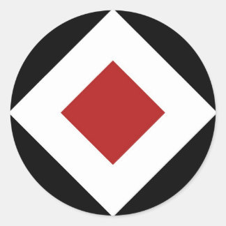Red Diamond, Bold White Border on Black Classic Round Sticker