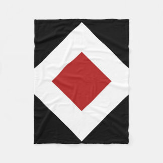 Red Diamond, Bold White Border on Black Fleece Blanket