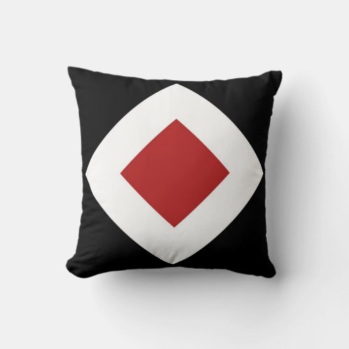 Red Diamond Bold White Border on Black Throw Pillow