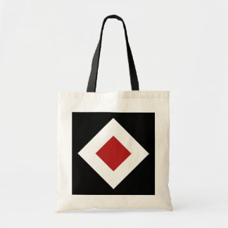 Red Diamond, Bold White Border on Black Tote Bag