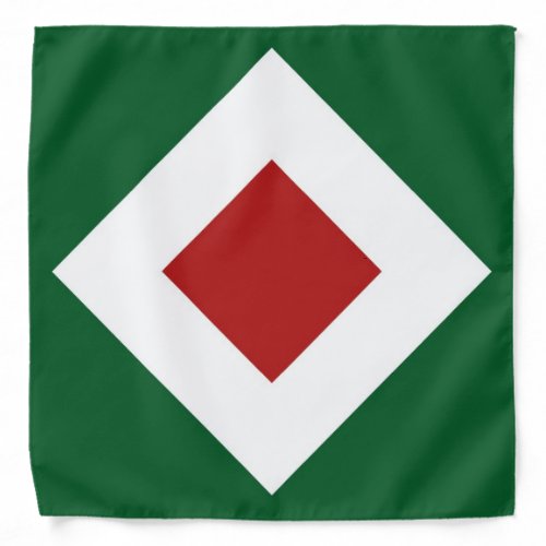 Red Diamond Bold White Border on Green Bandana