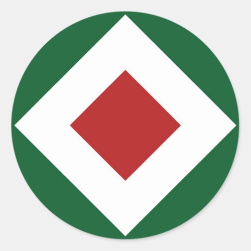 Red Diamond Bold White Border on Green Classic Round Sticker