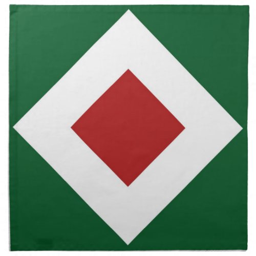 Red Diamond Bold White Border on Green Cloth Napkin