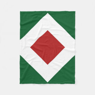 Red Diamond, Bold White Border on Green Fleece Blanket