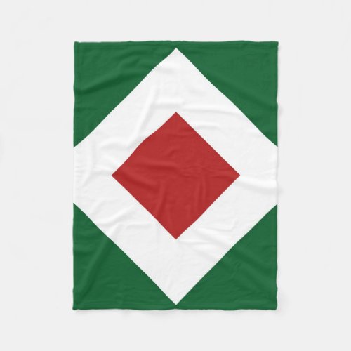 Red Diamond Bold White Border on Green Fleece Blanket