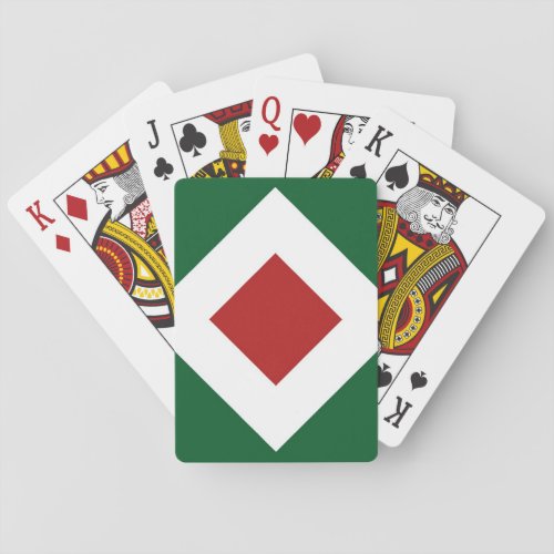 Red Diamond Bold White Border on Green Playing Cards