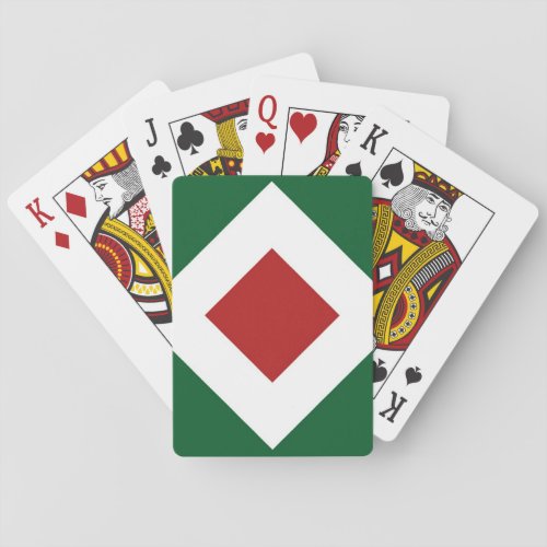 Red Diamond Bold White Border on Green Playing Cards