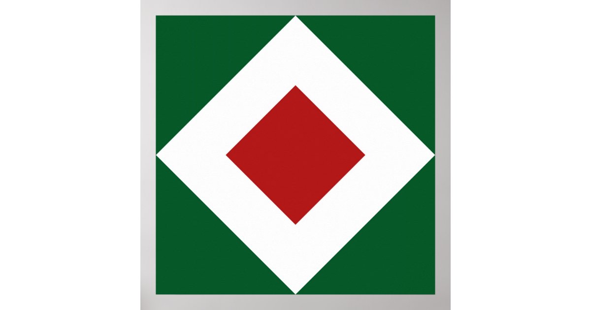 Red Diamond, Bold White Border on Green Poster | Zazzle