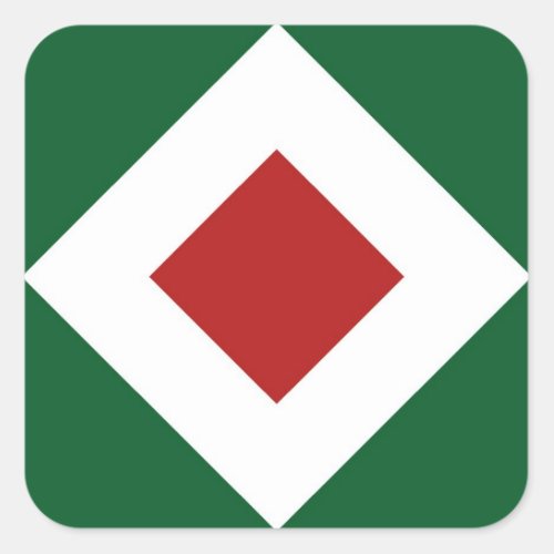 Red Diamond Bold White Border on Green Square Sticker