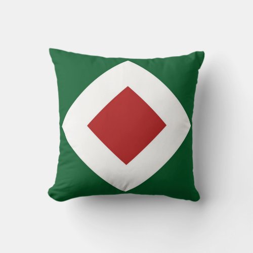 Red Diamond Bold White Border on Green Throw Pillow