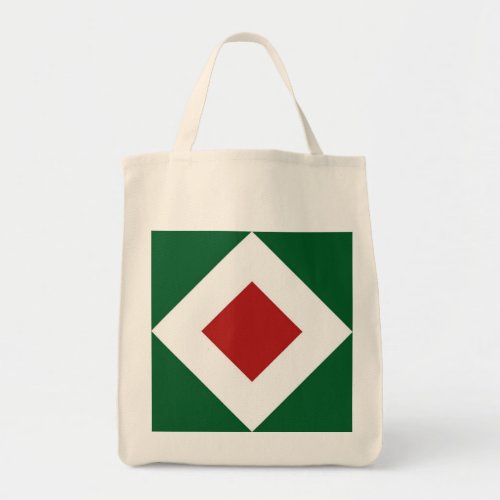 Red Diamond Bold White Border on Green Tote Bag