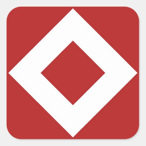 Red Diamond Bold White Border Square Sticker