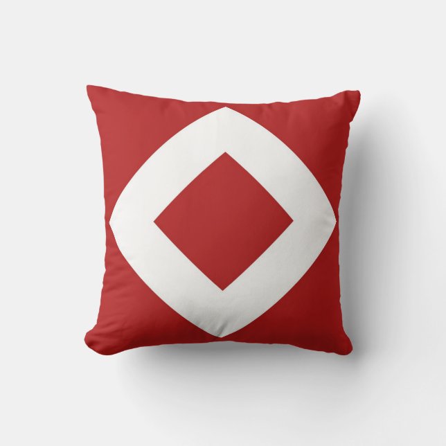 Red Diamond, Bold White Border Throw Pillow (Front)
