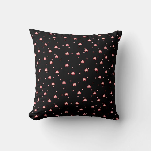 Red Diamond Hearts Seamless Pattern Throw Pillow (Front)