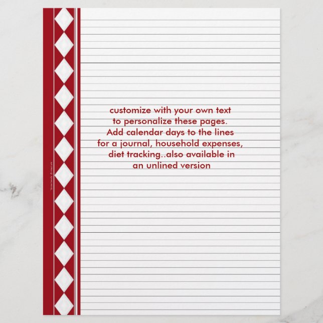 red diamond pages, customize with your own text (Front)