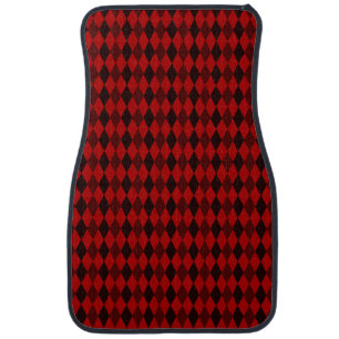 Red diamond pattern, design, print car floor mat