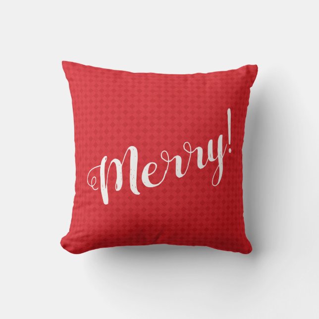 Red Diamond Pattern -  MERRY Throw Pillow (Front)