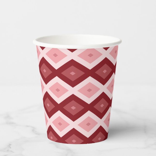 Red diamond pattern paper cups (Front)