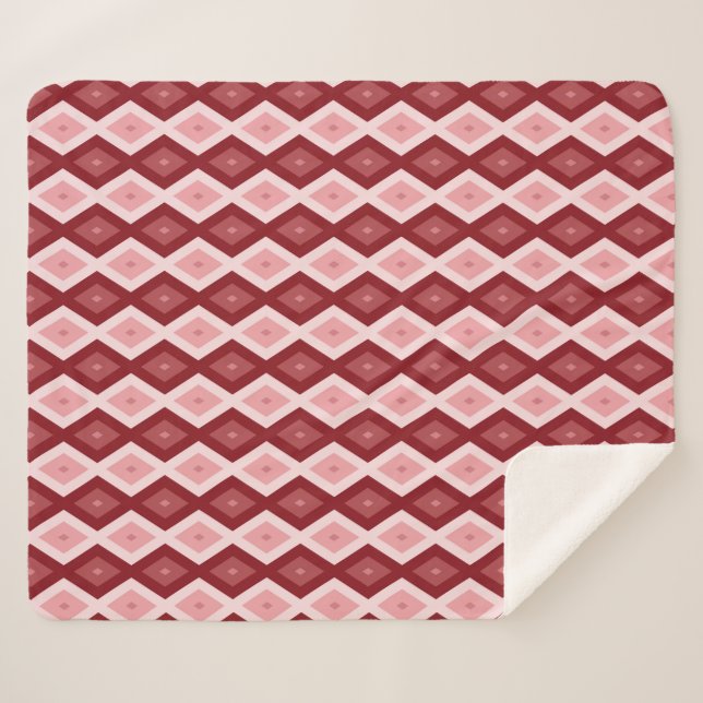 Red diamond pattern sherpa blanket (Front (Horizontal))