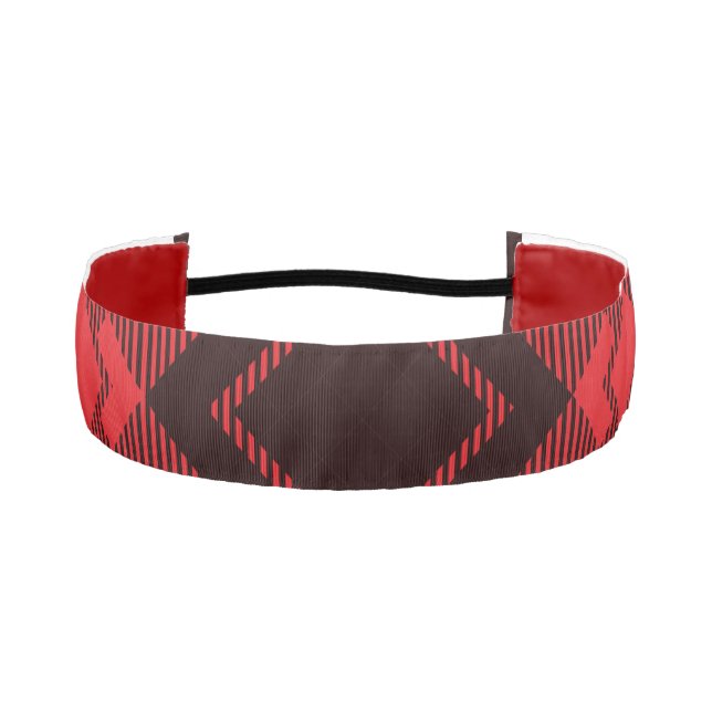 Red diamond pattern Tartan  Athletic Headband (Front)