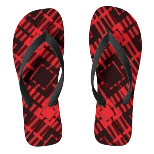 Red diamond pattern Tartan  Flip Flops