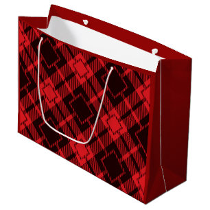 Red diamond pattern Tartan Large Gift Bag