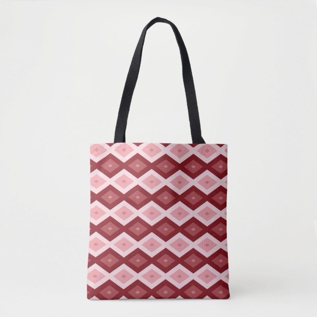 Red diamond pattern tote bag (Front)