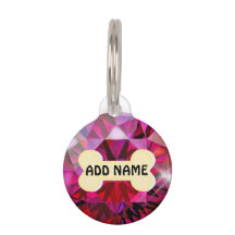 Red Diamond Round Pet Tag