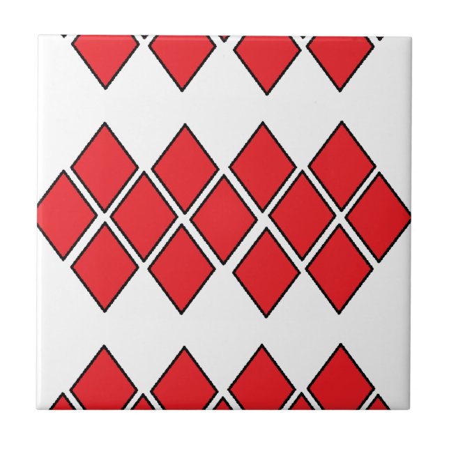 Red diamond shapes ceramic tile (Front)