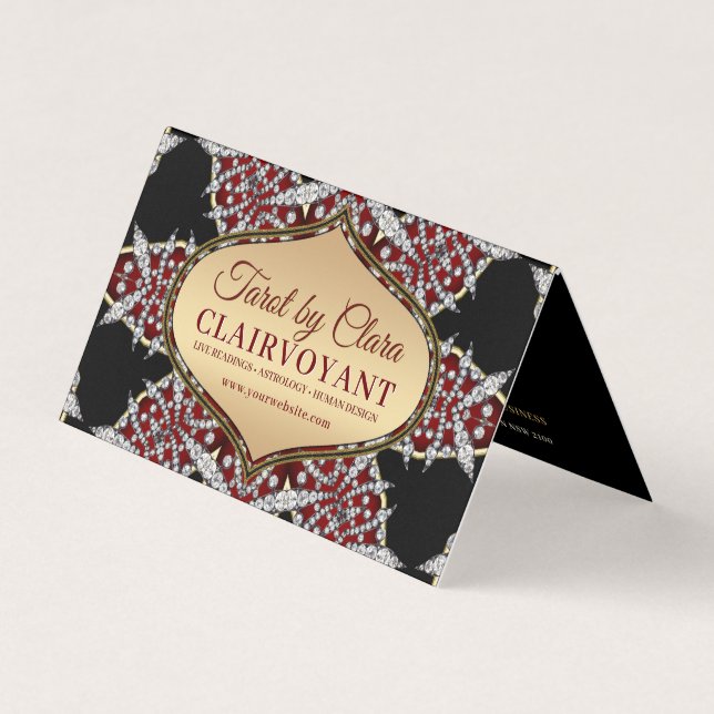 Red Diamond Star Goddess Temple Tarot Business Card (Front)
