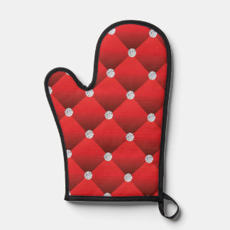 Red Diamond Tufted Luxury Seamless Vector Pattern Oven Mitt