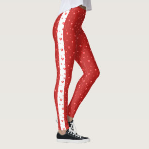 Red diamond valentines hearts pattern leggings